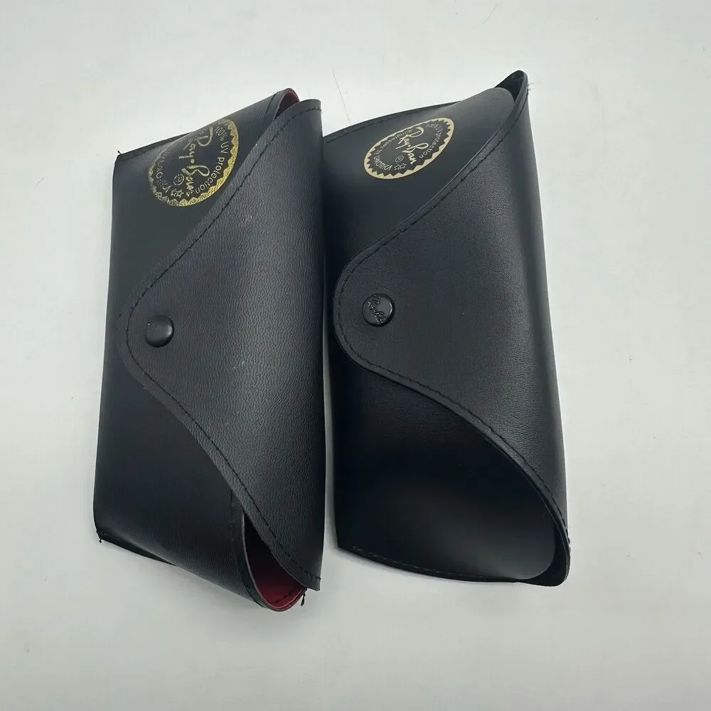 Genuine Ray Ban Sunglasses Case Only Empty Black Faux Leather Snap Replacement